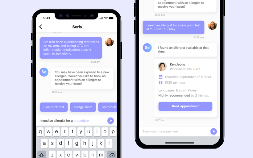 Photo of Mobile app layouts for AI medical assistant.