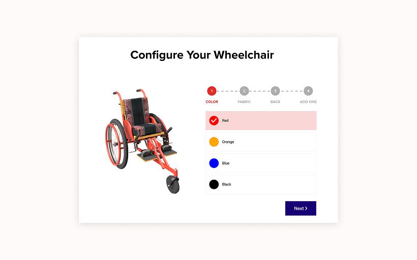Photo of Developed a custom Squarespace plugin allowing Kyaro's users and field teams to easily visualize a completed wheelchair