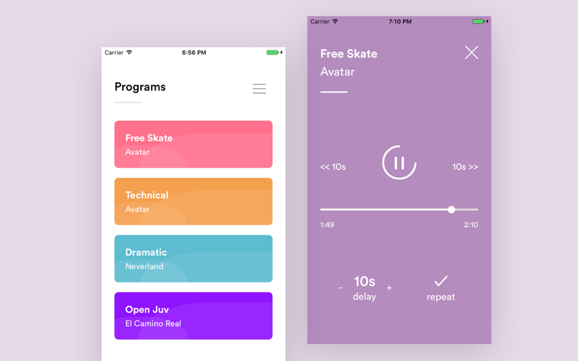 Photo of Mobile app design and development for figure skating music player app